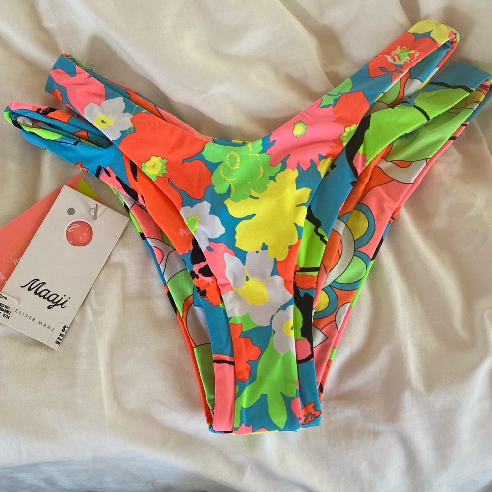 Maaji 90S Floral Double Splendour Double Layer Bikini Bottom NWT -Large